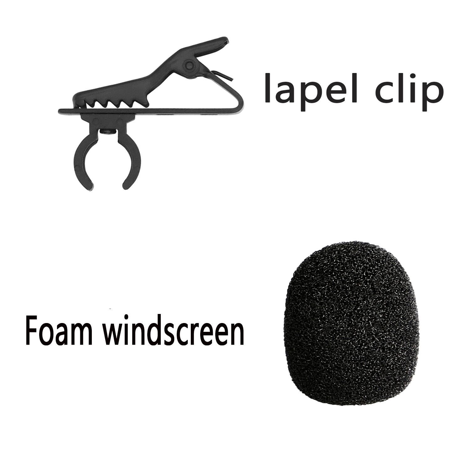 (4 packs) 2Foam Windscreens & 2Lapel Clips, BOYA Microphone Clip Replacement Kit for Lapel Lavalier Microphone, Lav Microphone Accessories