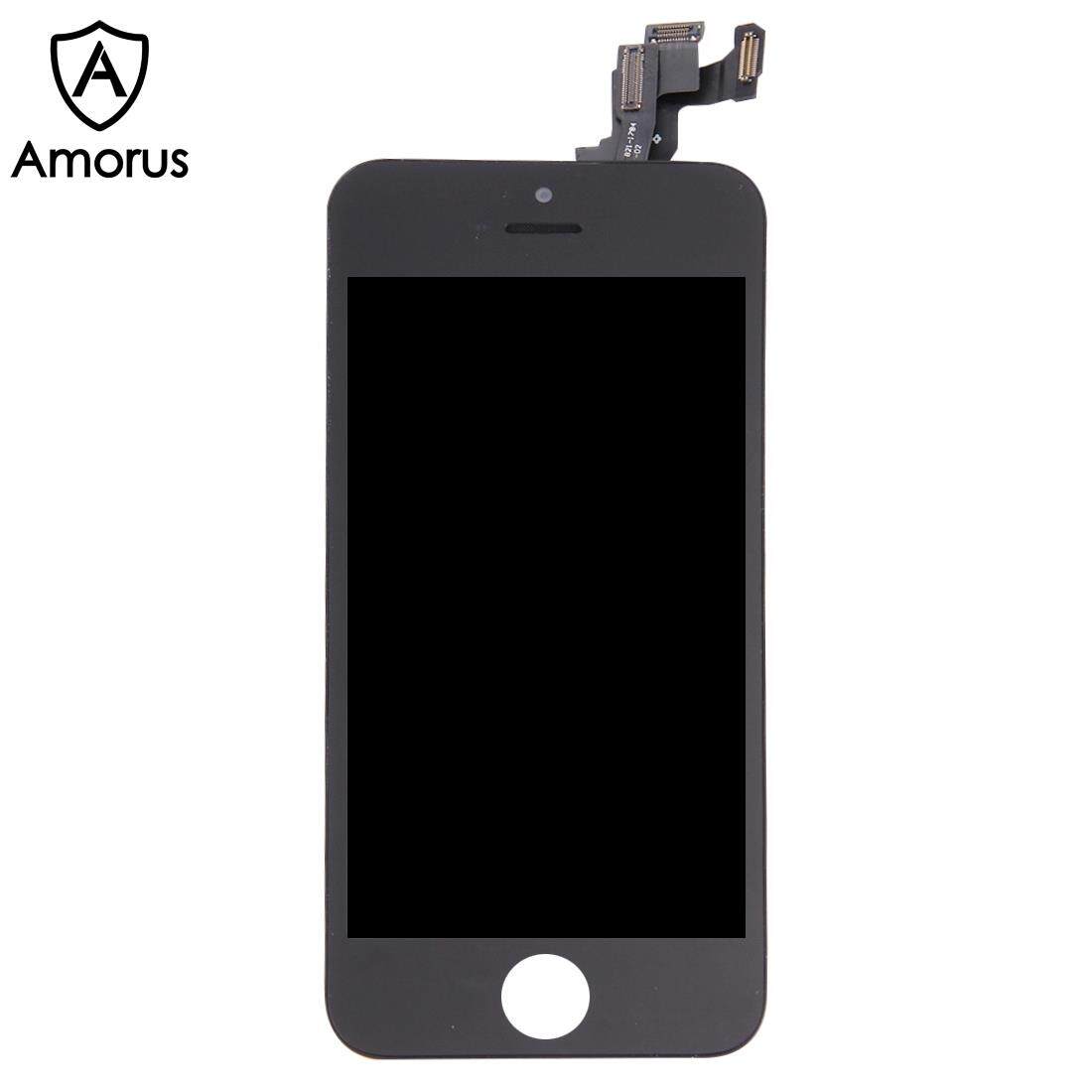 Amorus White for iPhone 5s / iPhone SE LCD Assembly (OEM Camera Holder + Front Camera + Earpiece Mesh + Sensor IC Holder & High Quality Glass Lens Etc)
