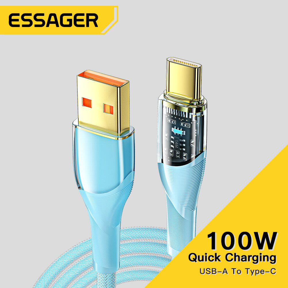 Essager PD 100W Fast Charging Wire USB-C Charger Data Cord 7A USB Type C Cable For Huawei P50 P40 Samsung Honor Oneplus Poco Type-C Cable