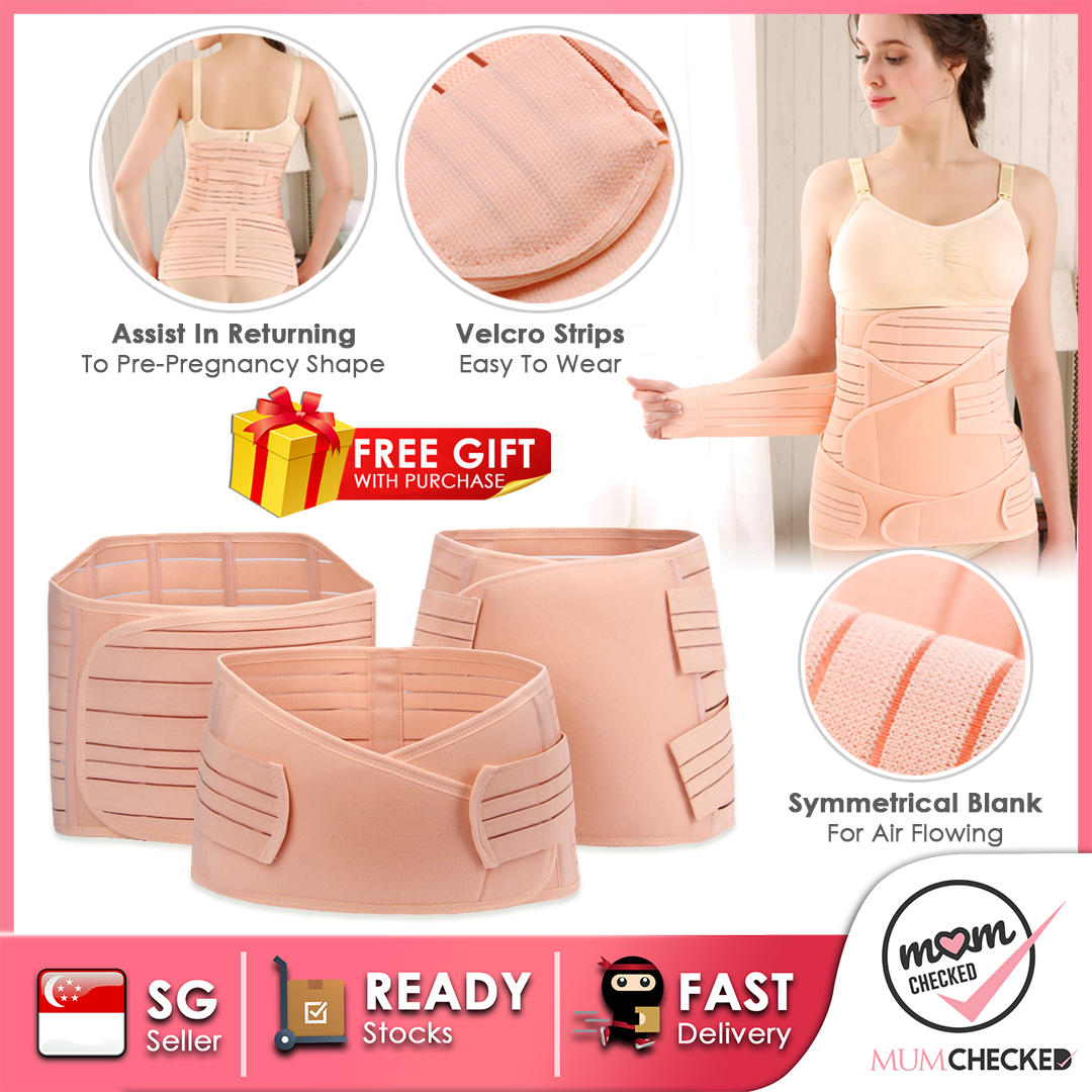3 IN 1 Postpartum Adjustable Belly Wrap | Belly Binder | Velcro Binder | Slimming Binder | Supporting Belts | Mumchecked