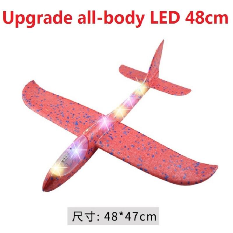 (Random Color) 48cm LED DIY Kids Toys Hand Throw Flying Glider Planes Foam Aeroplane Model Party Bag Fillers Flying Glider Plane Toys Kids Game