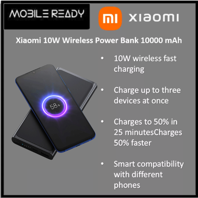 XIAOMI 10W WIRELESS POWER BANK 10000MAH BLACK | (Export Set)