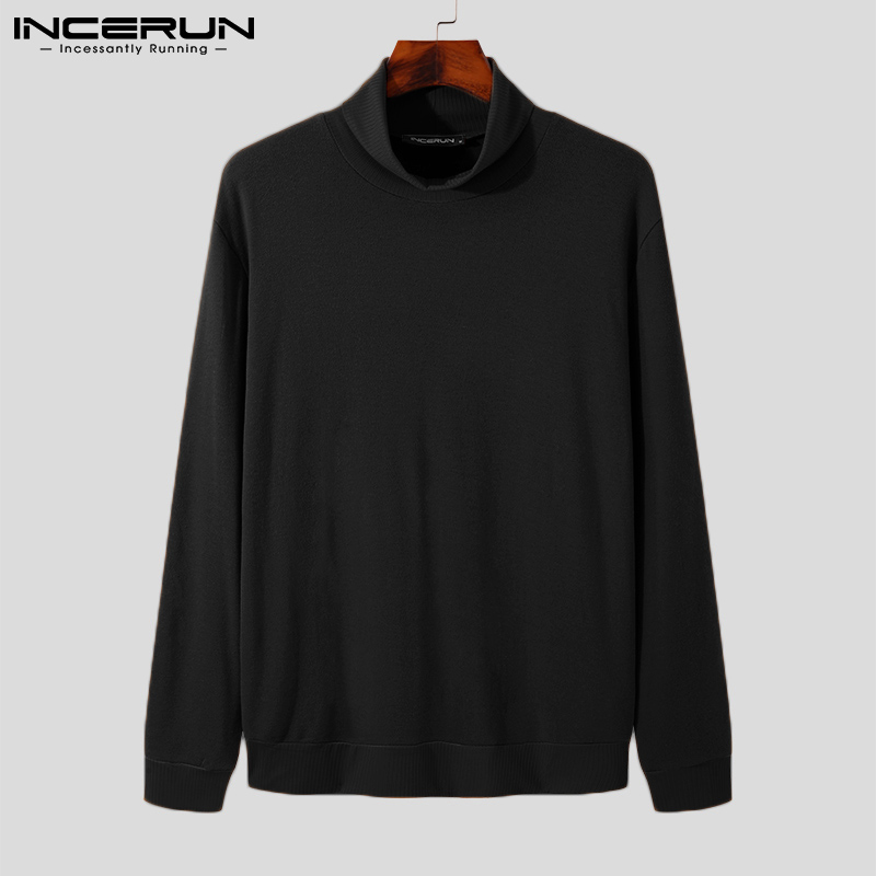INCERUN Mens Long Sleeve Turtleneck Skinny T Shirts Casual Muscle Fitness Pullover Top (Clearance Sale)