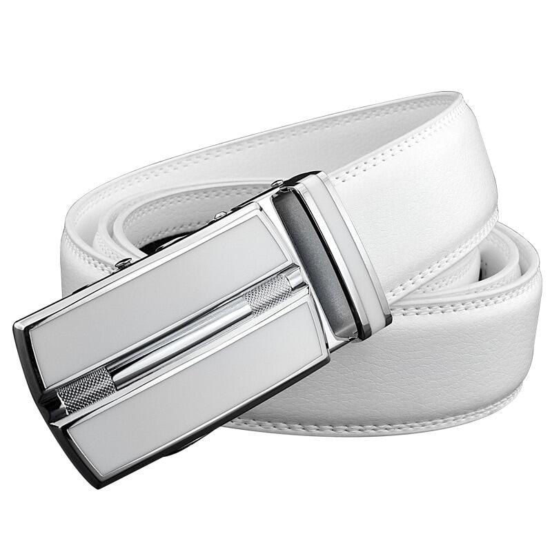 CEXIKA White Plus Size LONG Men Leather Belt 130 140 150 160cm Real Cow Original Genuine Leather Automatic Buckle Width Men Waist Straps for Jeans