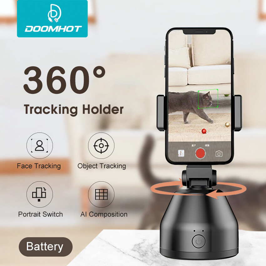 DoomHot 360 Smart Selfie Stick 360 Smart Rotating Face Tracking Camera Selfie Stick Portable Smart AI Gimbal Stabilizer for Phone Vlogging Composition Follow-up Pan-tilt Auto Face & Object Tracking Vl