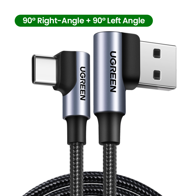UGREEN 90 Degree 3A USB Type C Cable Nylon Braided Fast Charging Cable for SAMSUNG S20+, A50, Huawei nova 7i, Huawei P40