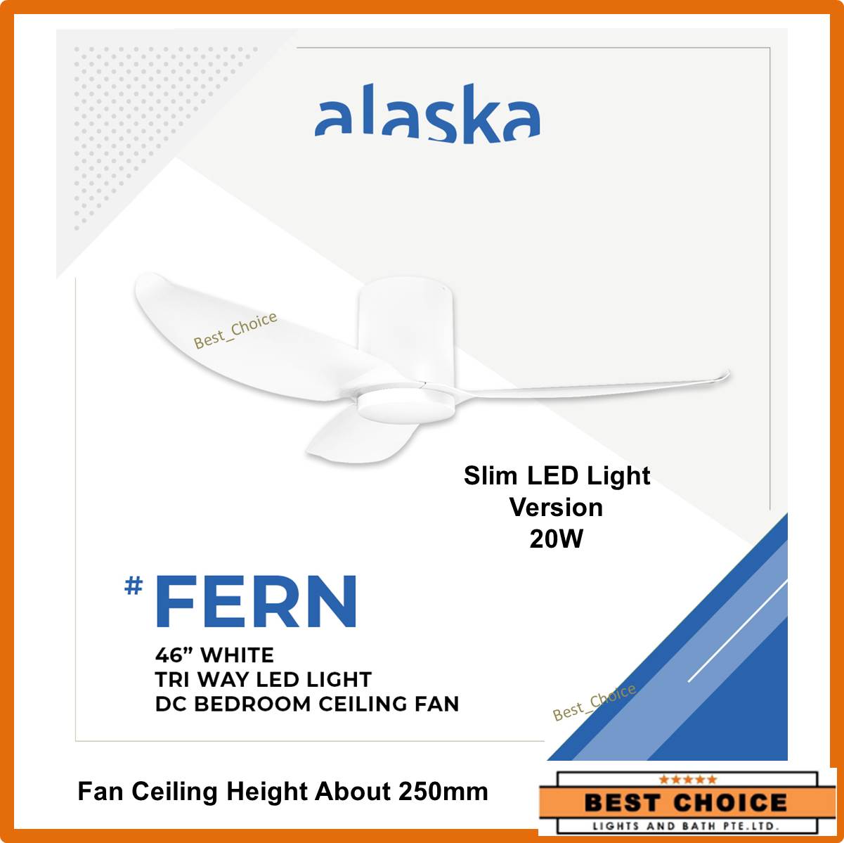 Alaska Fern II  ceiling fan 46/56inches Hugger series DC with 20W LED lights Slim Version-Suitable low ceiling