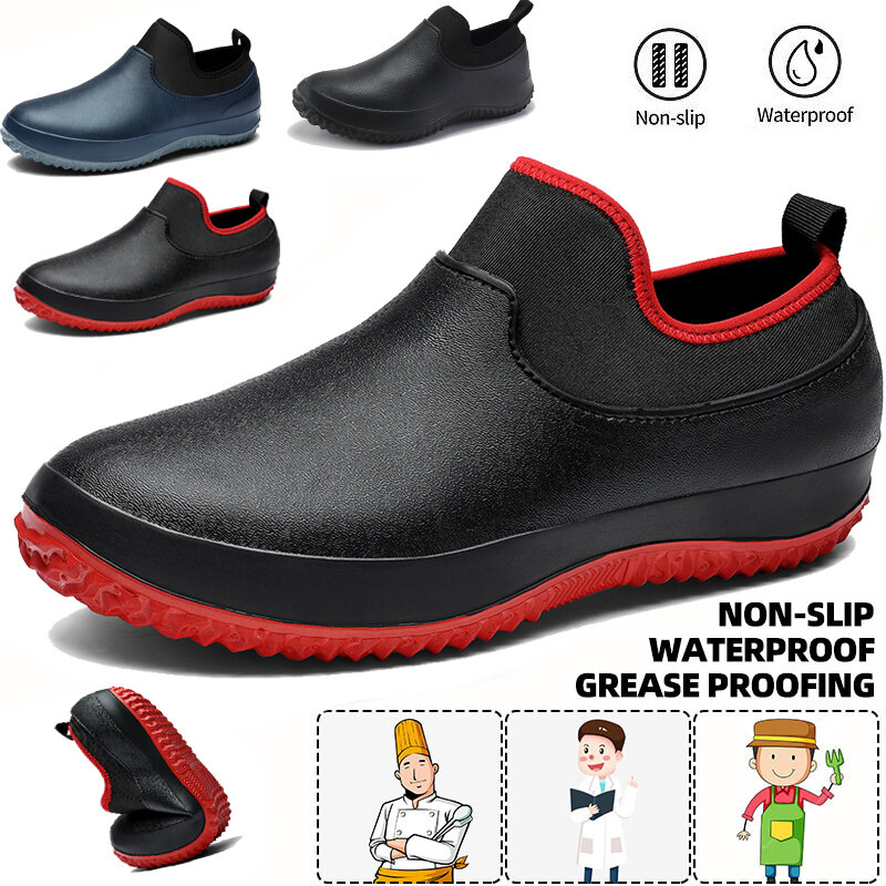 Chef Shoes Men and Women Slip on Waterproof High Quality Non-slip Waterproof Oil-proof Kitchen Work Shoes for Chef Master Cook Hotel Restaurant Slippers Flat Sandals Croc Men Water Shoes