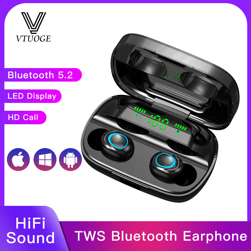 VTUOGE S11 3500mAh TWS Bluetooth Earphones Wireless Headphones Sport Gaming Headset Noise In Ear Earbuds with Mic for xiaomi Redmi huawei oppo vivo sony samsung Airdots Android Mobile Phone