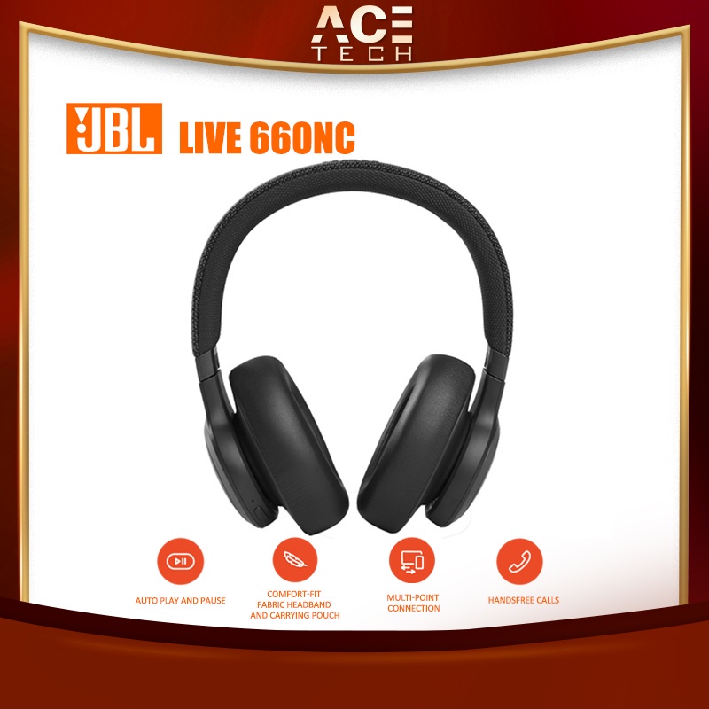 JBL Live 660NC Wireless Over-Ear Noise Cancelling Headphones with Long Lasting Battery and Voice Assistant
