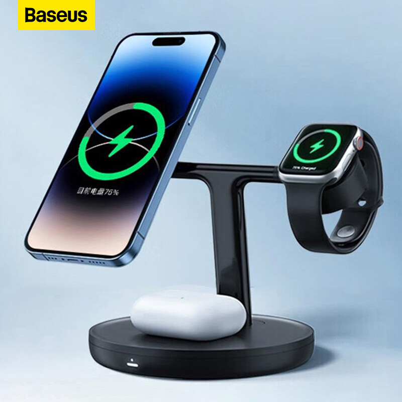 Baseus 3 in 1 20W Magnetic Wireless Chargers Stand For iPhone 12 13 14 Charger Dock Station for Airpods Pro Wireless Charger