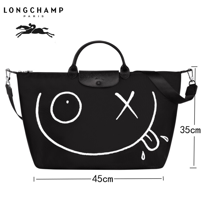 【SS22】100% original Longchamp official store bag L1624 graffiti large capacity travel bag long champ bags Duffel & Weekender Bags