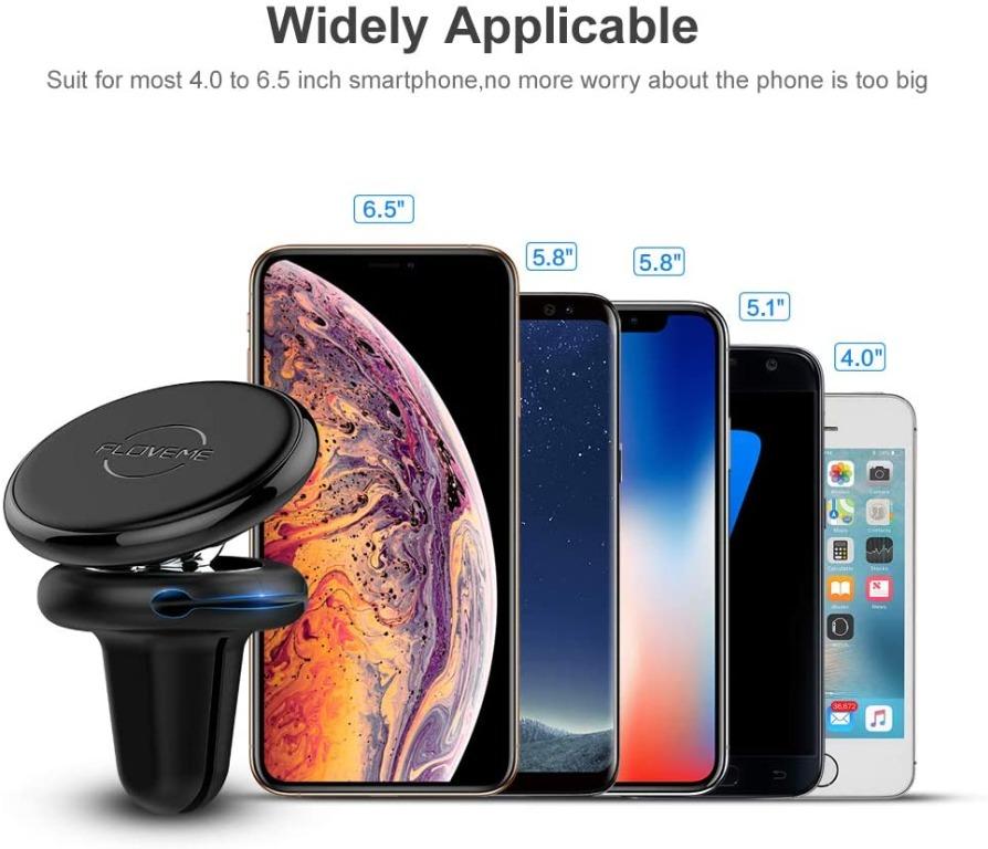 FLOVEME Magnetic Phone Car Mount Holder - Car Air Vent Magnet Cell Phone Holder for Car Strong N52 Magnetic Car Phone Mount with 4 Pcs Metal Plate Compatible with iPhone 12 Pro 11