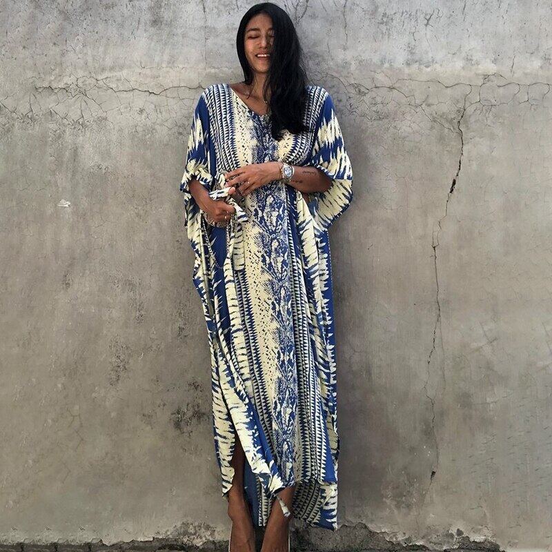 New Bikini Cover-ups Retro Snake Printed Self Belted Women Summer Dress Tunic Plus Size Beach Wear Swim Suit Cover Up