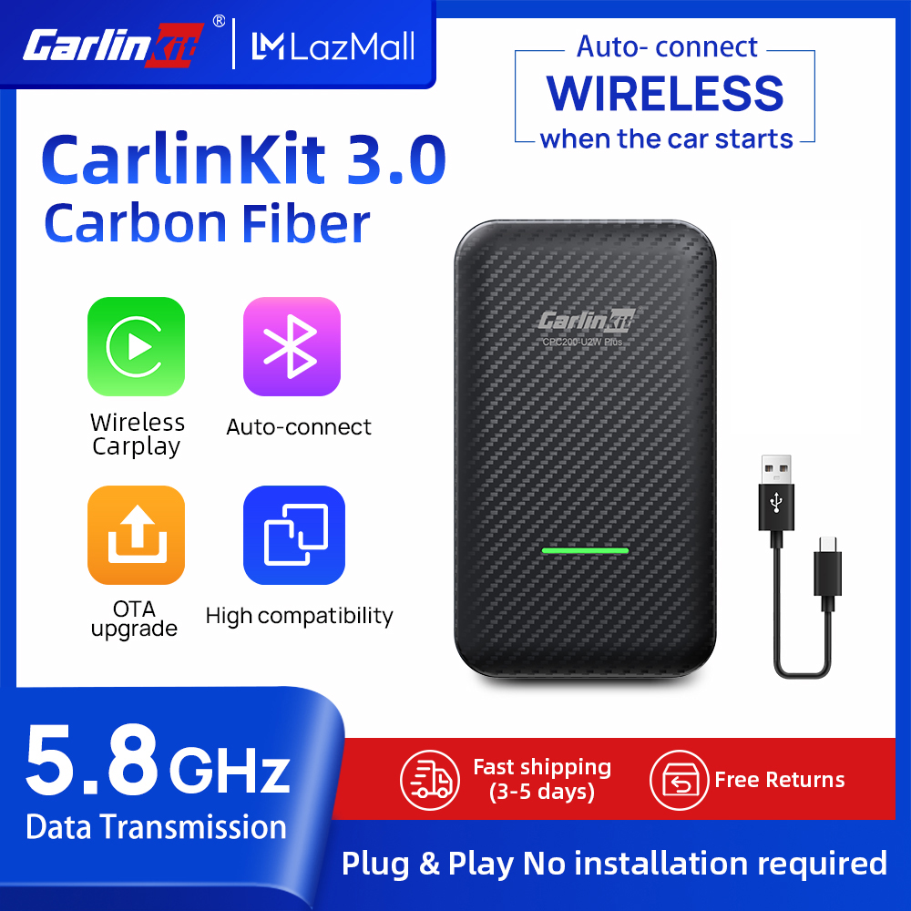 CarlinKit 3.0 Wired CarPlay to Wireless Apple CarPlay Adapter For Cars with Original Head Unit Plug& Play USB 2022 New Wireless Accessories  5Ghz WiFi Auto Connect Apple CarPlay Dongle without Delay S