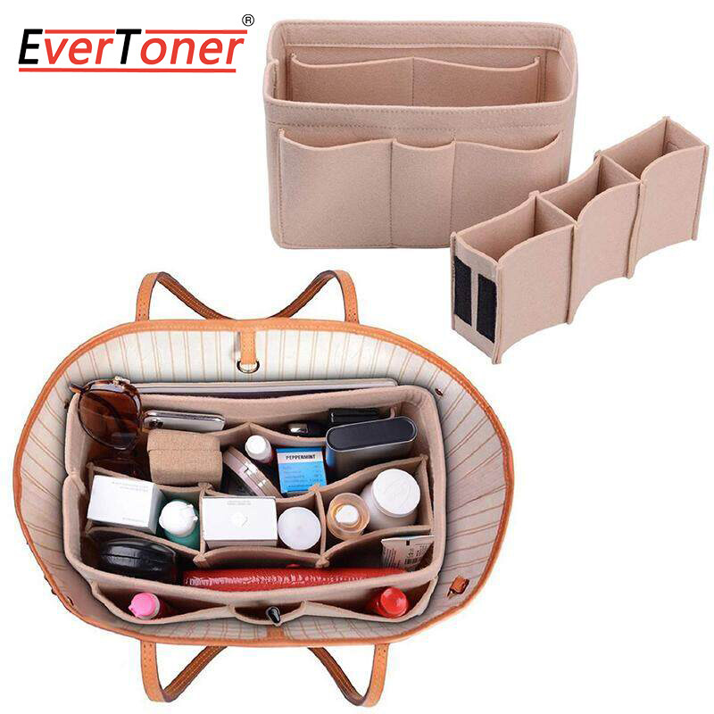 EverToner Felt Handbag Insert Organiser Felt Bag Organizer Handbag Tote Bag in Bag Organizer for LV Speedy Neverfull Longchamp