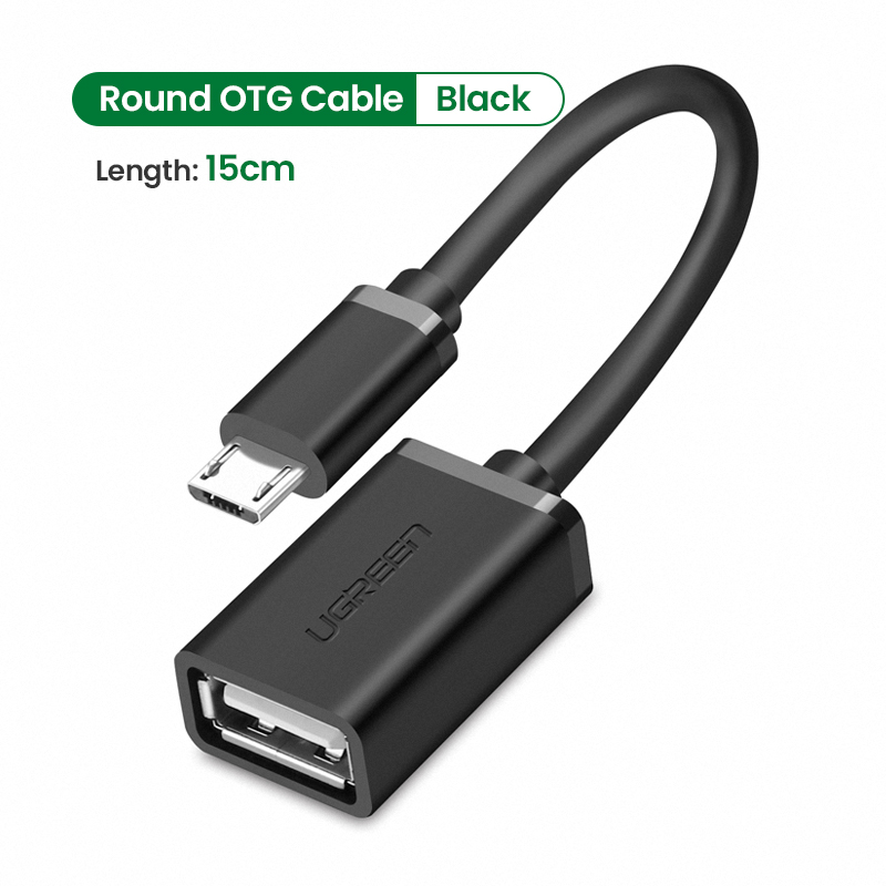 UGREEN 15CM Micro USB 2.0 OTG Cable On The Go Adapter Male Micro USB to Female USB for Samsung Huawei Xiaomi Huawei LG Android Phone Dji Spark Mavic Remote Controller-Black Round Cable
