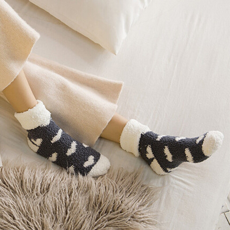 Aryio Women Bed Socks Love Heart Fluffy Warm Winter Gift Soft Floor Socks