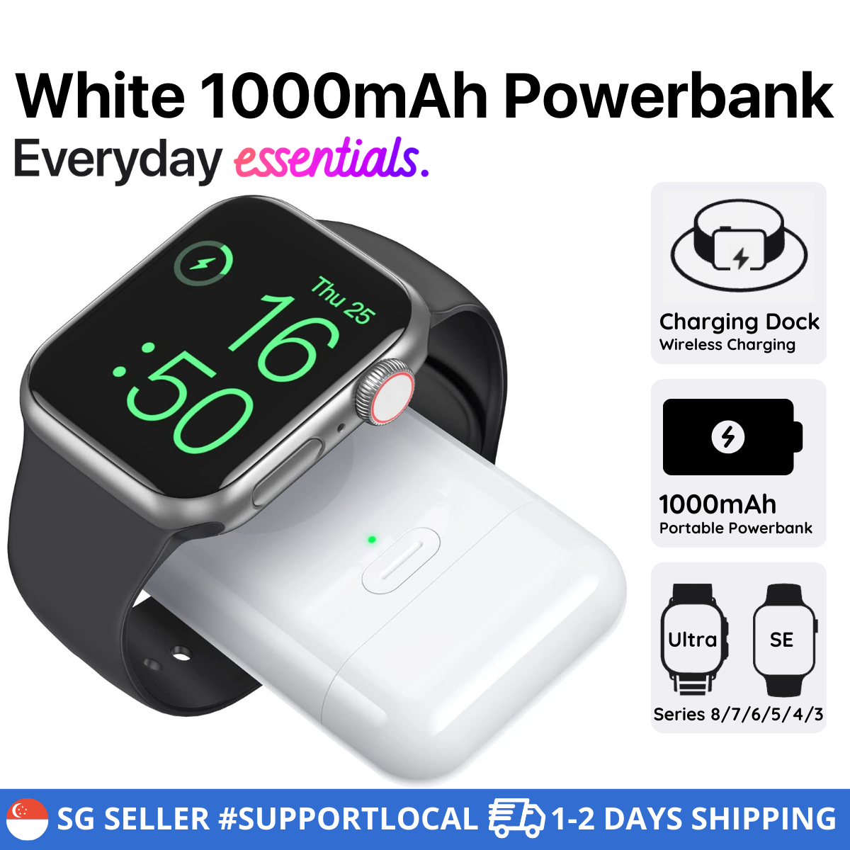 Apple Watch Wireless Charging Powerbank Portable Travel iWatch Charger For Apple Watch Ultra Series 8 SE 7 6 5 4 3 2 1 49 45 44 42 41m