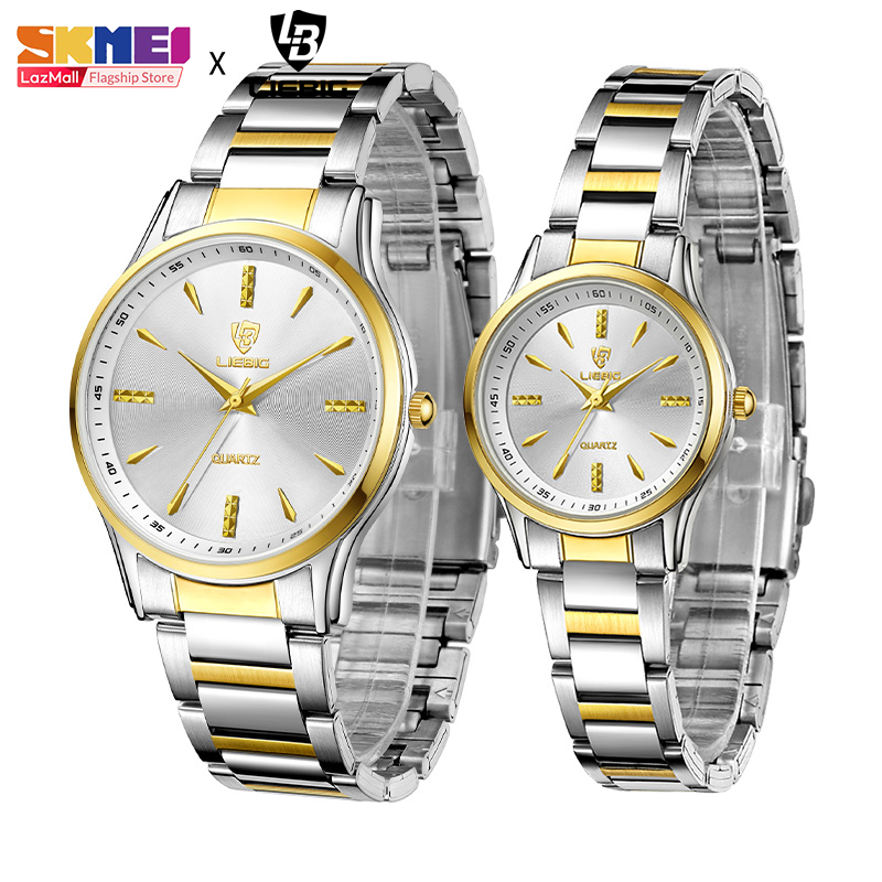 SKMEI LIEBIG Watch For Women Men Original On Sale Relo Waterproof Couple Watch For Womens Gold Watch L1016