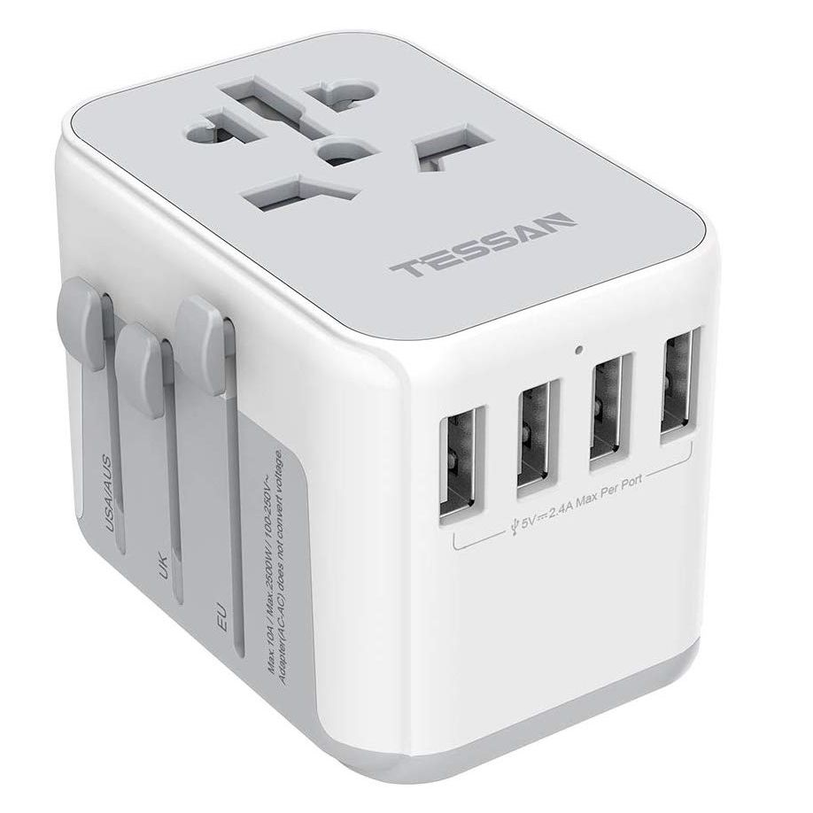 TESSAN Universal Adapter International Travel Adapter USB Charger Multi Ports with 4 USB Outlets, Universal Traveller Power Plug Travel Adaptor Universal, Worldwide All in One Wall Charger Converter f