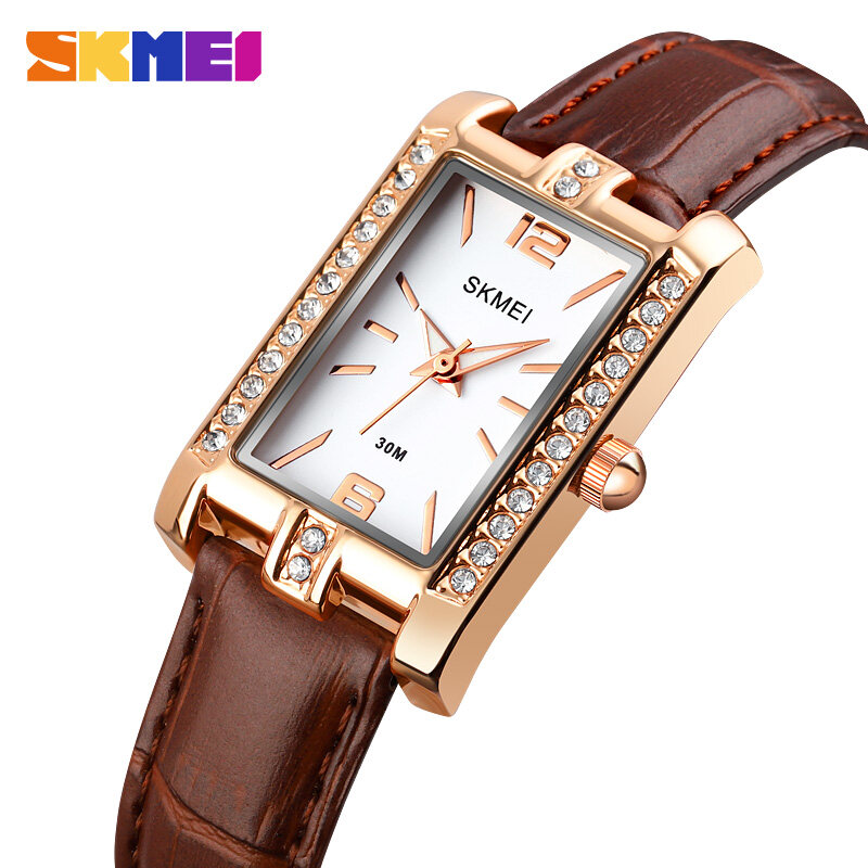 【10-Year Battery】SKMEI Women Fashion Watch Elegant Quartz Leather Stainless Steel Watch Waterproof Ladies Wrist Watch For Women 1690