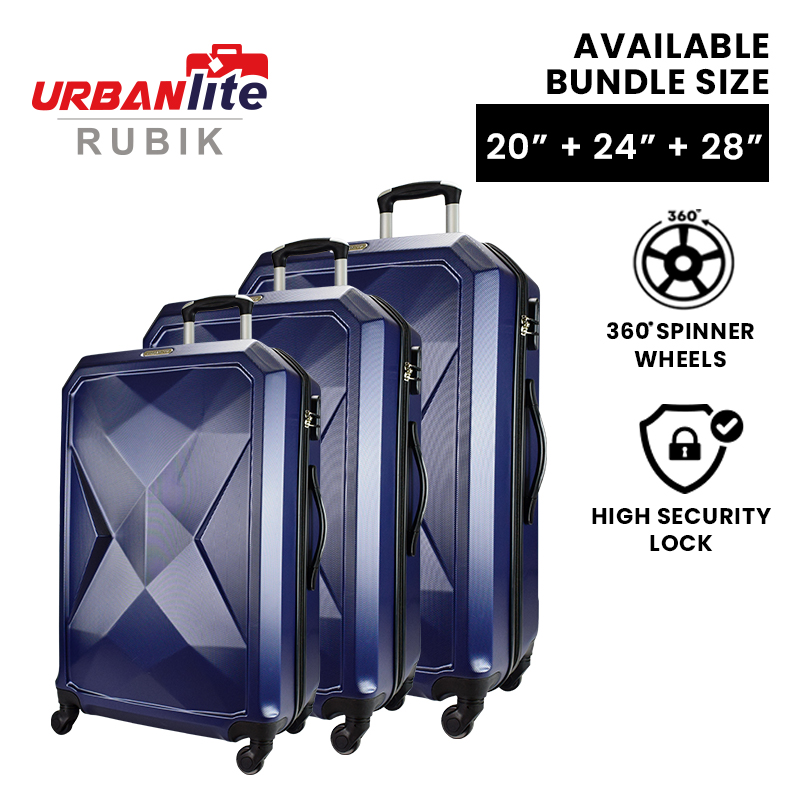 [SG Ready Stock] URBANLite RUBIK 3 In 1 BUNDLE SET ABS Hard Case 4-Wheel Spinner Luggage ULH9919  by Universal Traveller