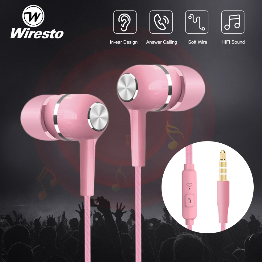 Wiresto In-Ear Headphones Earphone Wired Earbuds Sport In Ear Headphone Stereo Headset3.5mm Jack Wired Cable Music Headphone HIFI Sound Quality No Ear Pain Earphone Headphone with HD Microphone