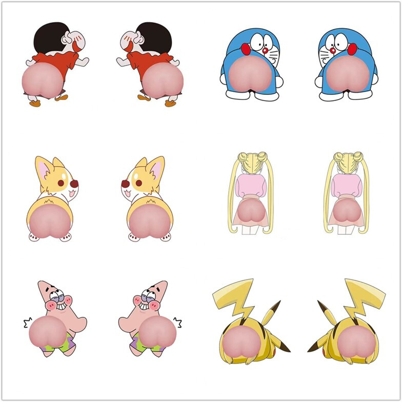 [Ready Stock]Car Door Anti-Collision Rubber Strip Cute Butt Anti-Collision Sticker Door Opening Anti-Scratch Wipe Protector Cartoon Door Edge The Rear-View Mirror Bumper Stickers Refrigerator Door Pro