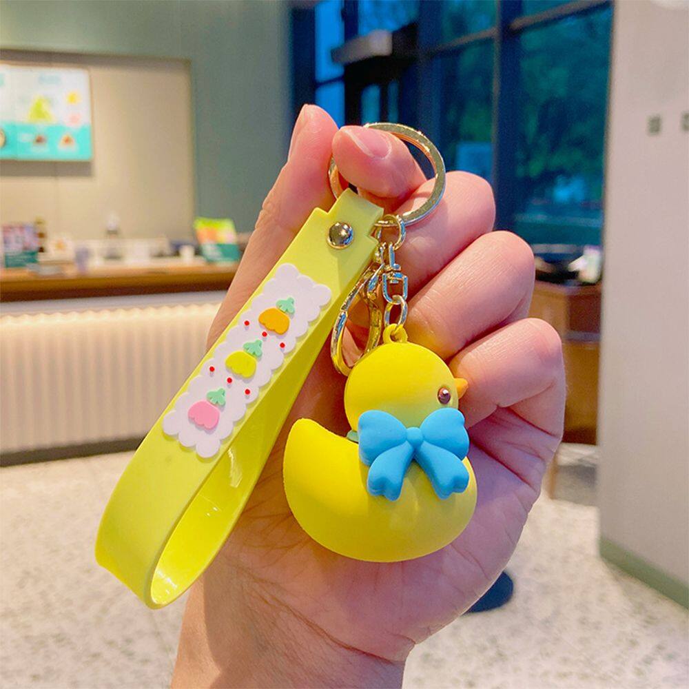 HUIHEYU Cute Exquisite Gifts Couple Car Key charms Doll Key Holder Backpack Pendant Bow Tie Duck Keychain Bag Ornaments Wristlet Keychain
