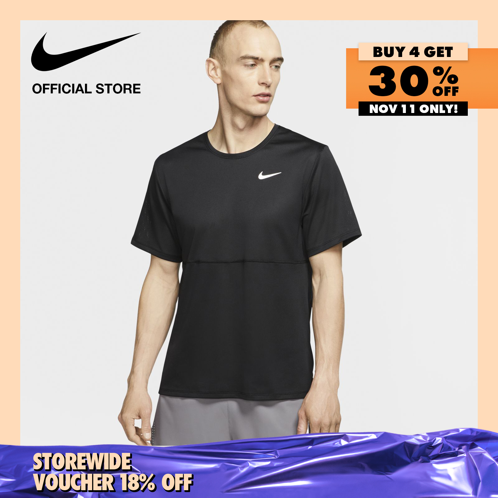 Nike Men's Breathe Running Top - Black