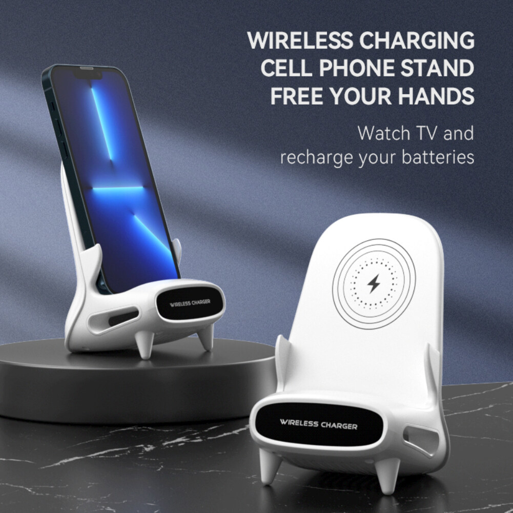 New Desktop Vertical Wireless Fast Charging Mobile Phone Support Universal Mobile Phone Flat Desktop Support Wireless Fast Charging【Ready Stock】
