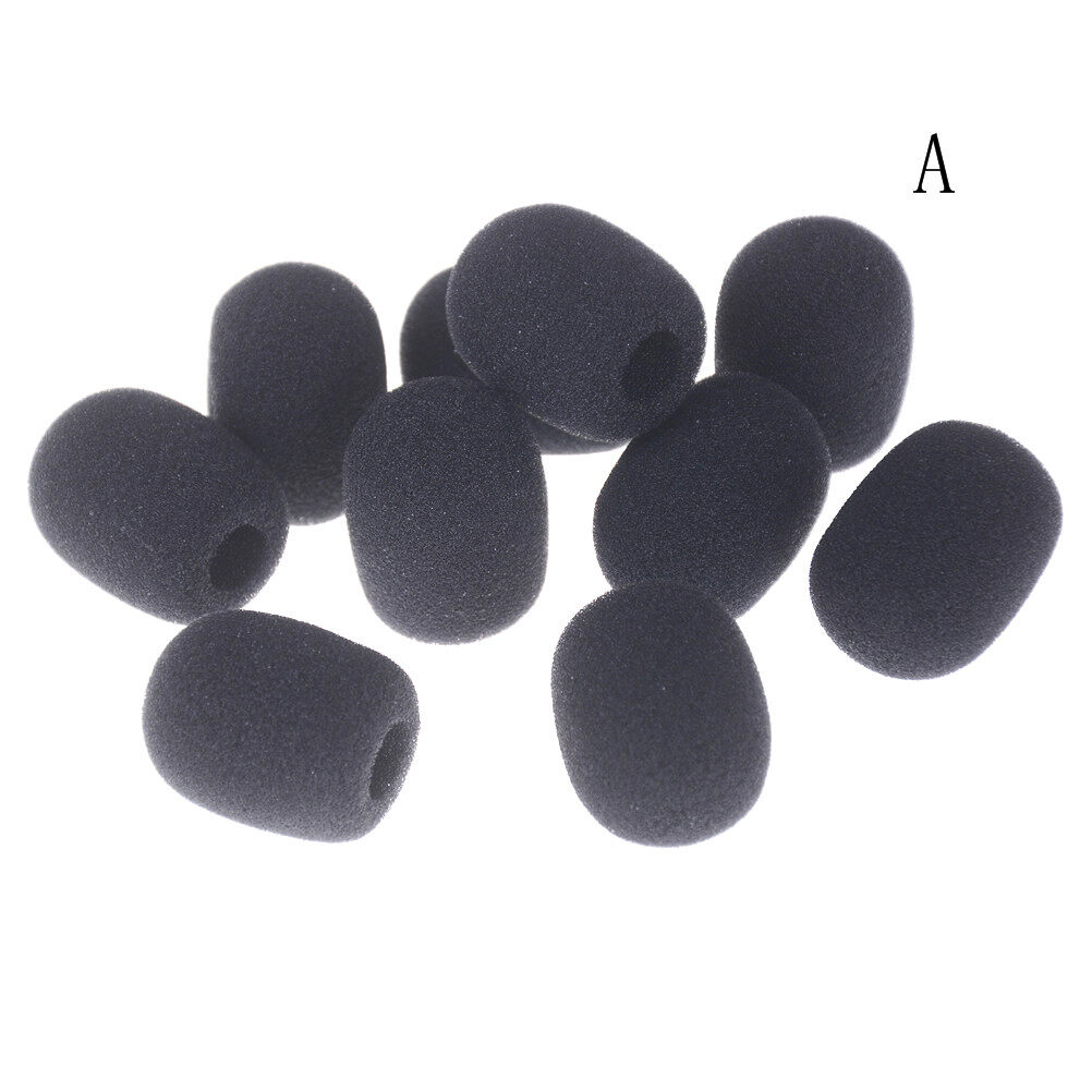 wuyangmin New 10PCS Microphone Headset Grill Windscreen Sponge Foam Black Mic Cover