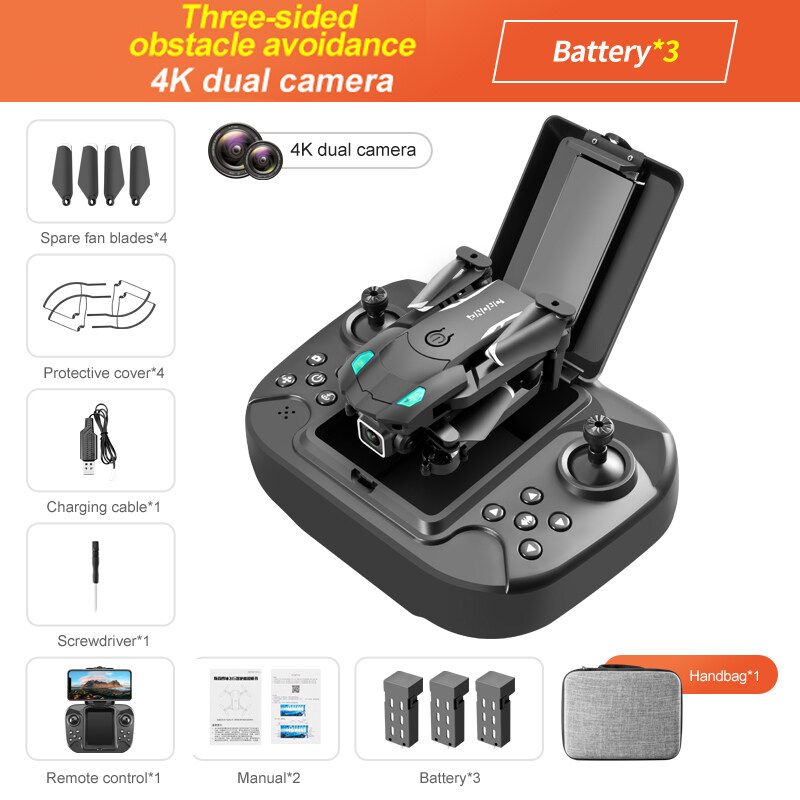 NEW Mini Drone 4K HD Dual Camera Three-sided Obstacle Avoidance Fixed Height Professional Foldable Quadcopter Helicopter Toys