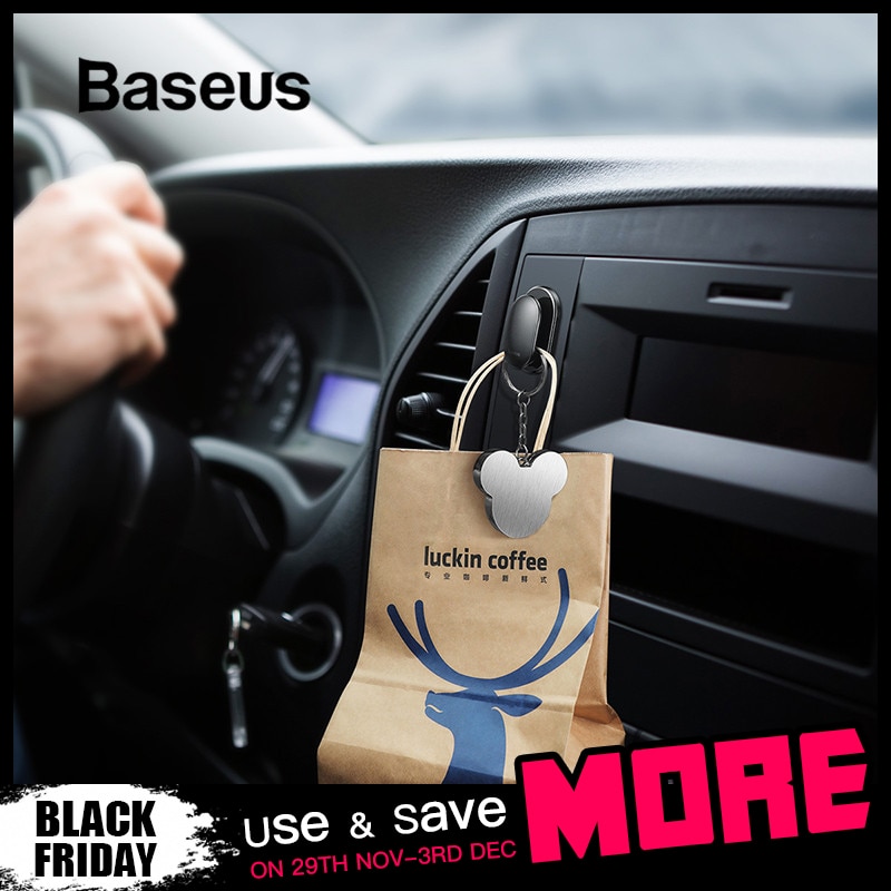 Baseus 4Pcs Car Hooks Organizer Storage for USB Cable Headphone Key Storage Self Adhesive Wall Hook Hanger Auto Fastener Clip