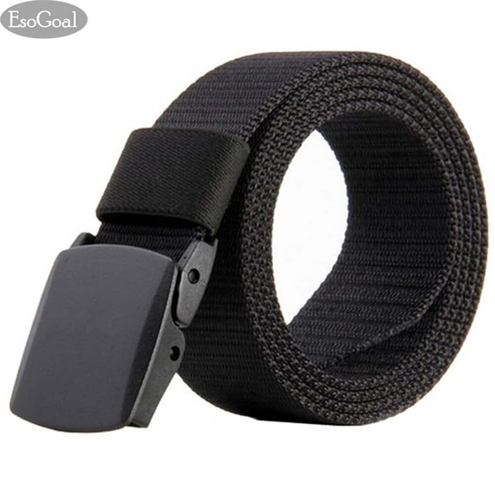 EsoGoal Nylon Canvas Men Belt Breathable Military Tactical Men Waist Belt With Plastic Buckle(Khaki) - intl