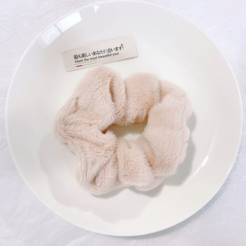 Rabbit Plush Women Scrunchies Fluffy Warm Hair Ropes Elastic Girls Hair Ties Sweet Cute Hair Accessories