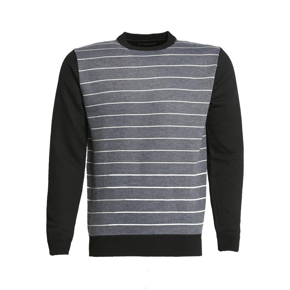 Crew Neck Knitted Sweater With Stripe Print