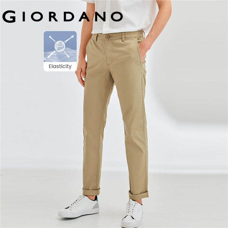 Giordano Men Pants Cotton Khaki Pants For Men Stretchy Low Rise Slim Tapered Khakis Slim Fit Trousers Man Free Shipping 01110583