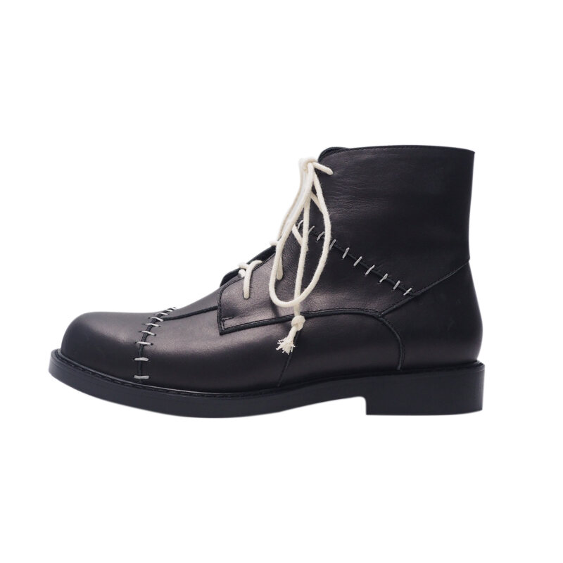 Cut Light Black Working Wear Dr. Martens Boots Women's Spring and Autumn Boots Designer Genuine Leather Flat Bottom England Style Retro Lace up Short Boots Tide