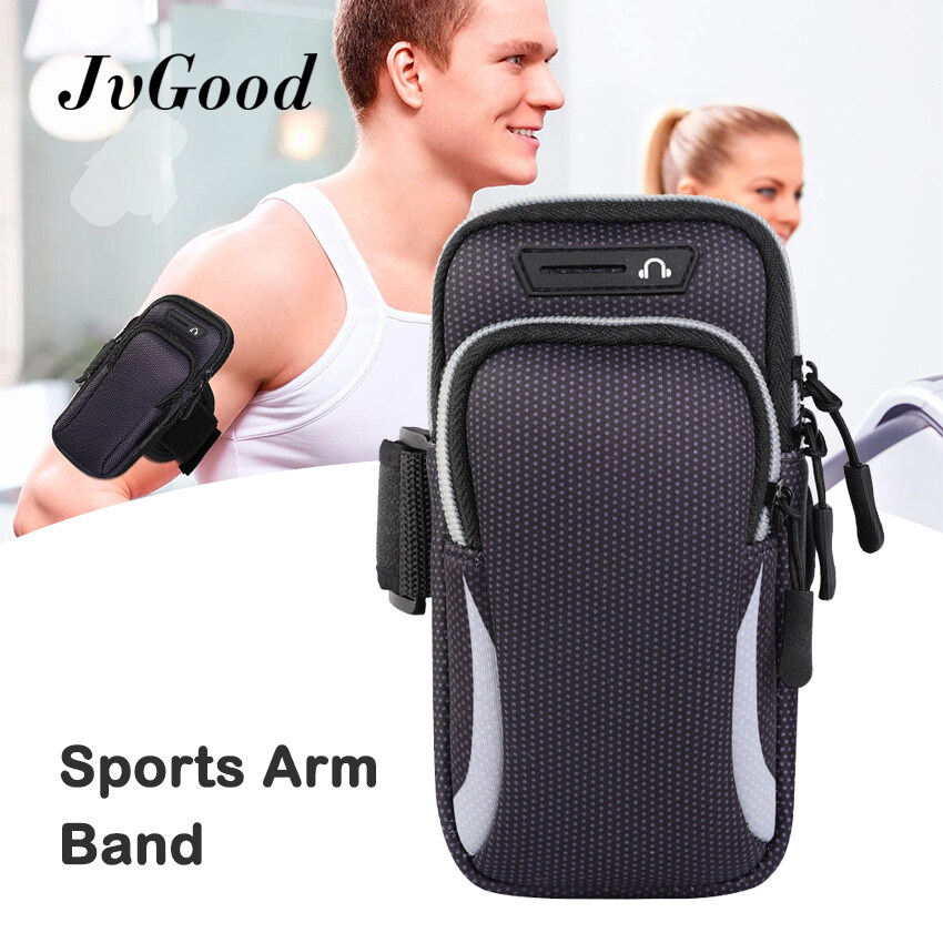 JvGood Sports Arm Band Phone Arm Bands Arm Bag Cell Phone Holder Case Arm Band Strap With Zipper Pouch Mobile Exercise Running Workout for Android and Apple Phone