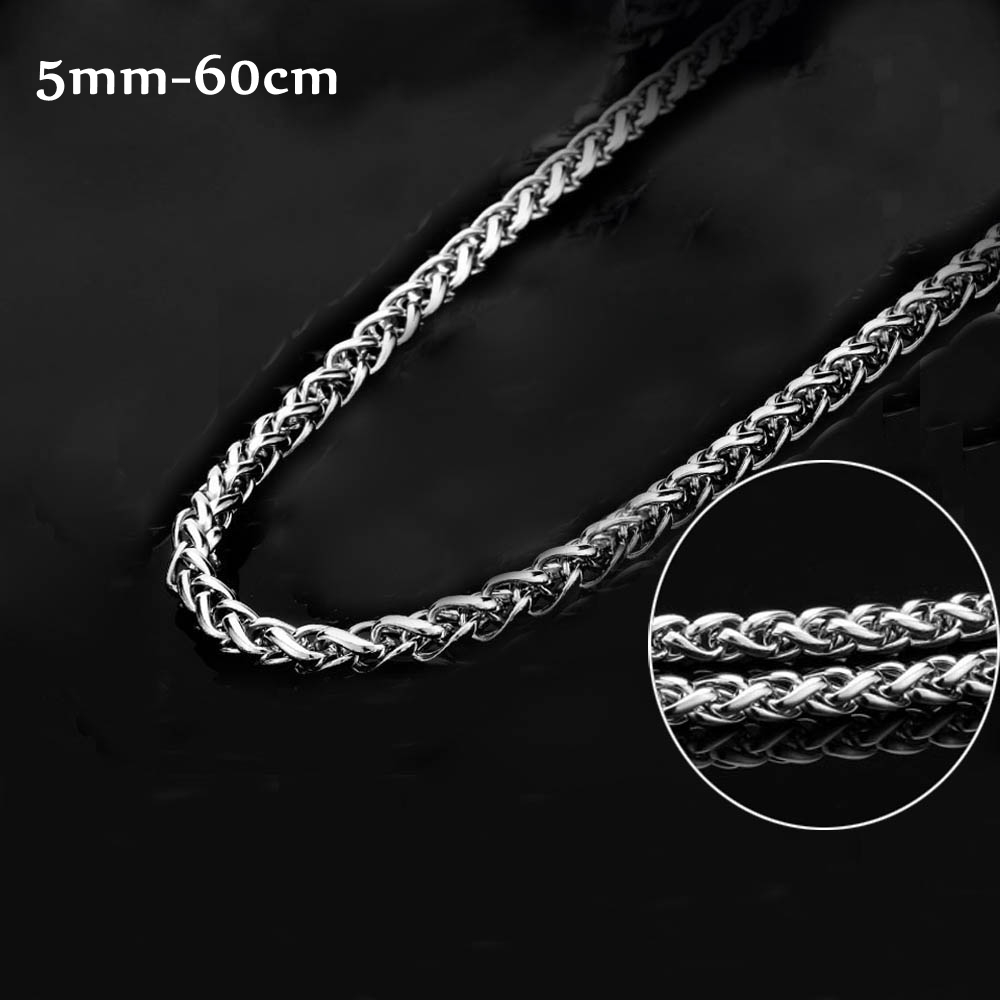 3/4/5/6MM Silver Braided Wheat Chain 316L Stainless Steel Necklace Mens Link 18"-32"