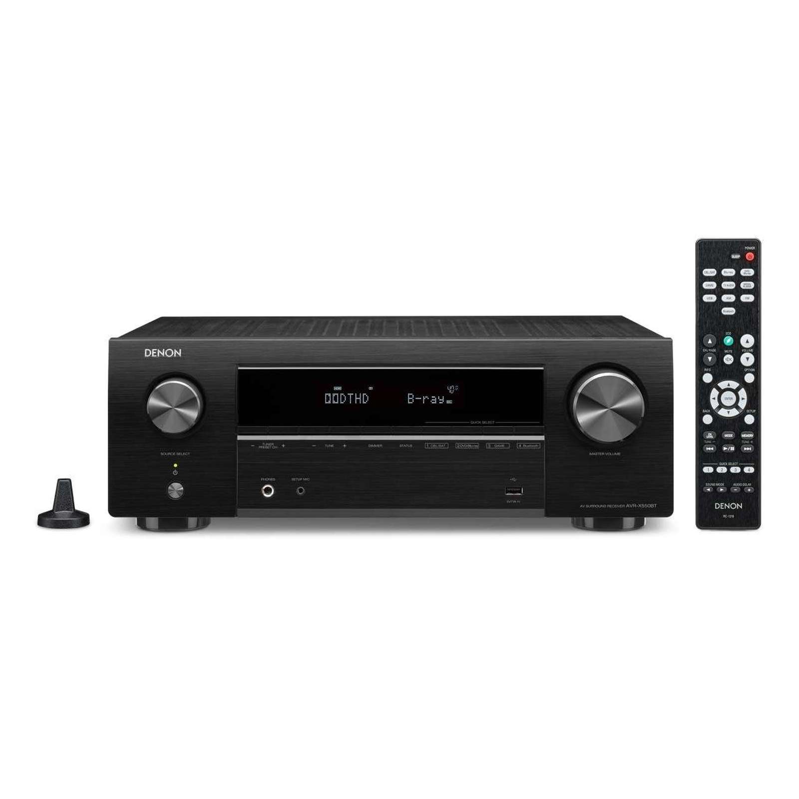 DENON AVR-X550BT AV RECEIVER with Earthquake Sound EQuatic Wireless & Water Resistant Micro-Speaker, Black