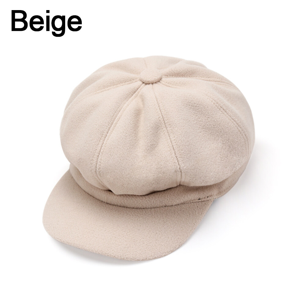 1pc Thickened warm beret retro painter hat solid color woolen octagonal hat fashion women's octagonal newsboy hat casual wool hat winter beret painter hat
