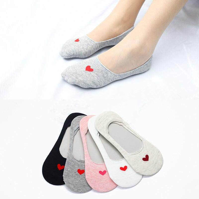 Yingbao 5 pair Socks Women Invisible Summer Ladies Heart Pattern Low Ankle Girl Cotton Sock Boat Woman