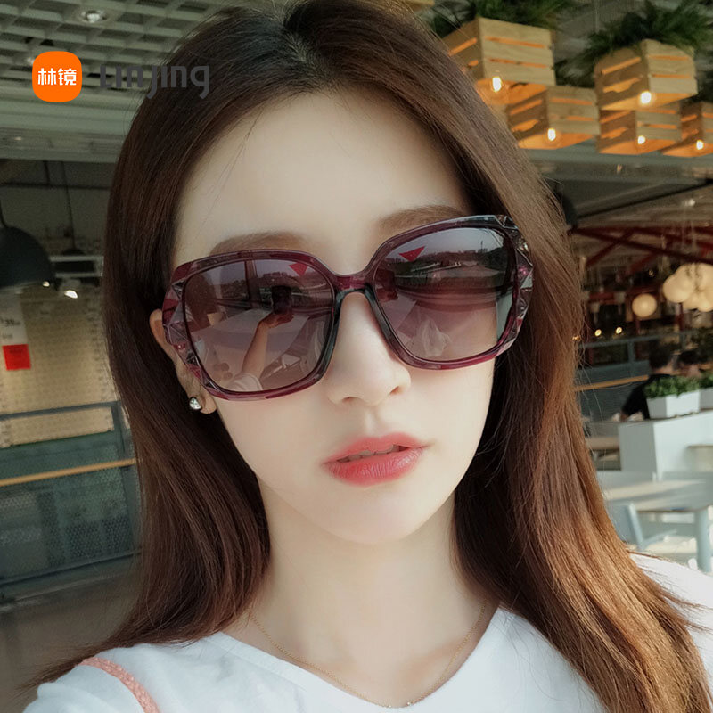 2022 New Large Frame Slimming Sunglasses Women's UV-Proof Driving Polarized Sunglasses Women's Summer Diamond Glasses Fashion
