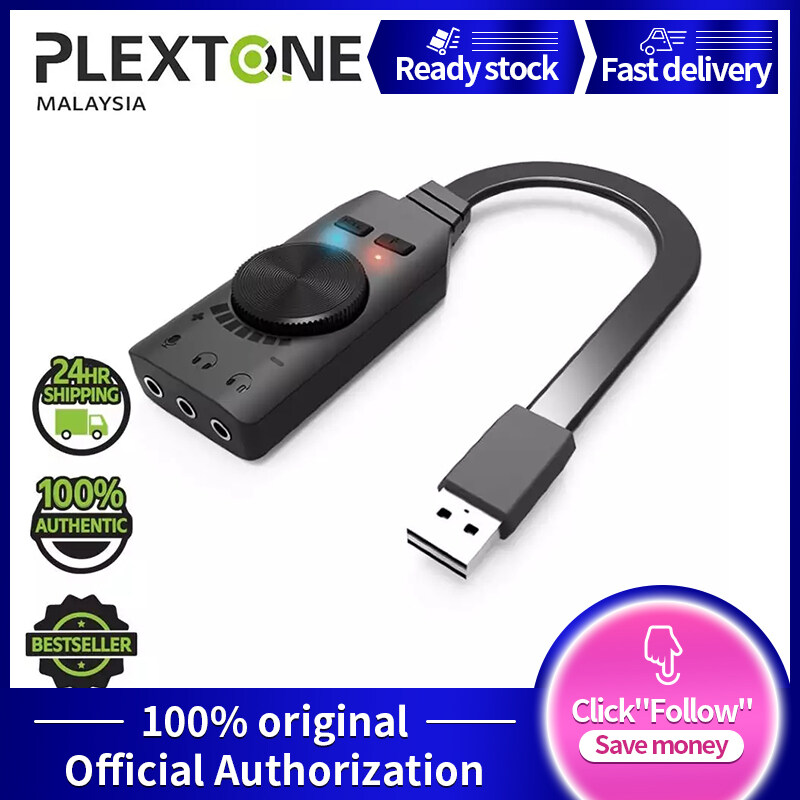 PLEXTONE GS3 Sound Card Virtual 7.1 Channel Adapter External USB Sound Card 3.5mm Headset Converter Stereo 15% Sound Expansion for PC Desktop Notebook Mobile