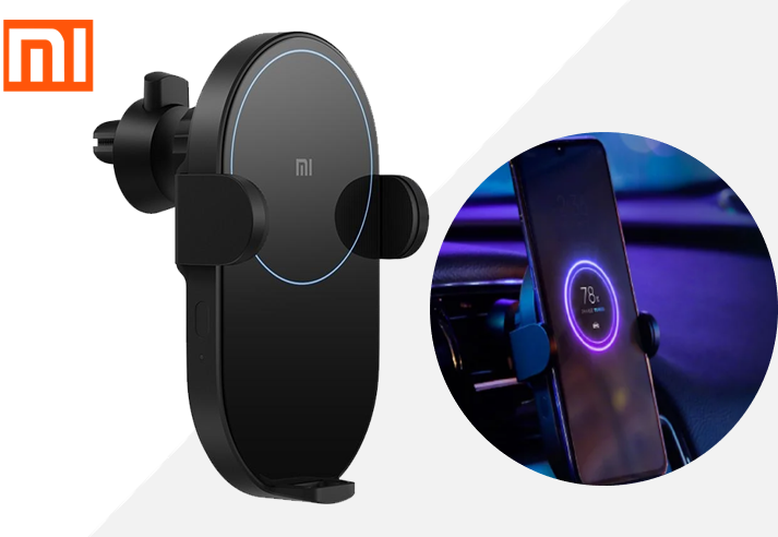 Original  Mijia Wireless Car Charger 20W/50W Max Electric Auto Pinch 2.5D Glass Ring Lit For Mi 9 (20W) MIX 2S / 3 (10W) Qi