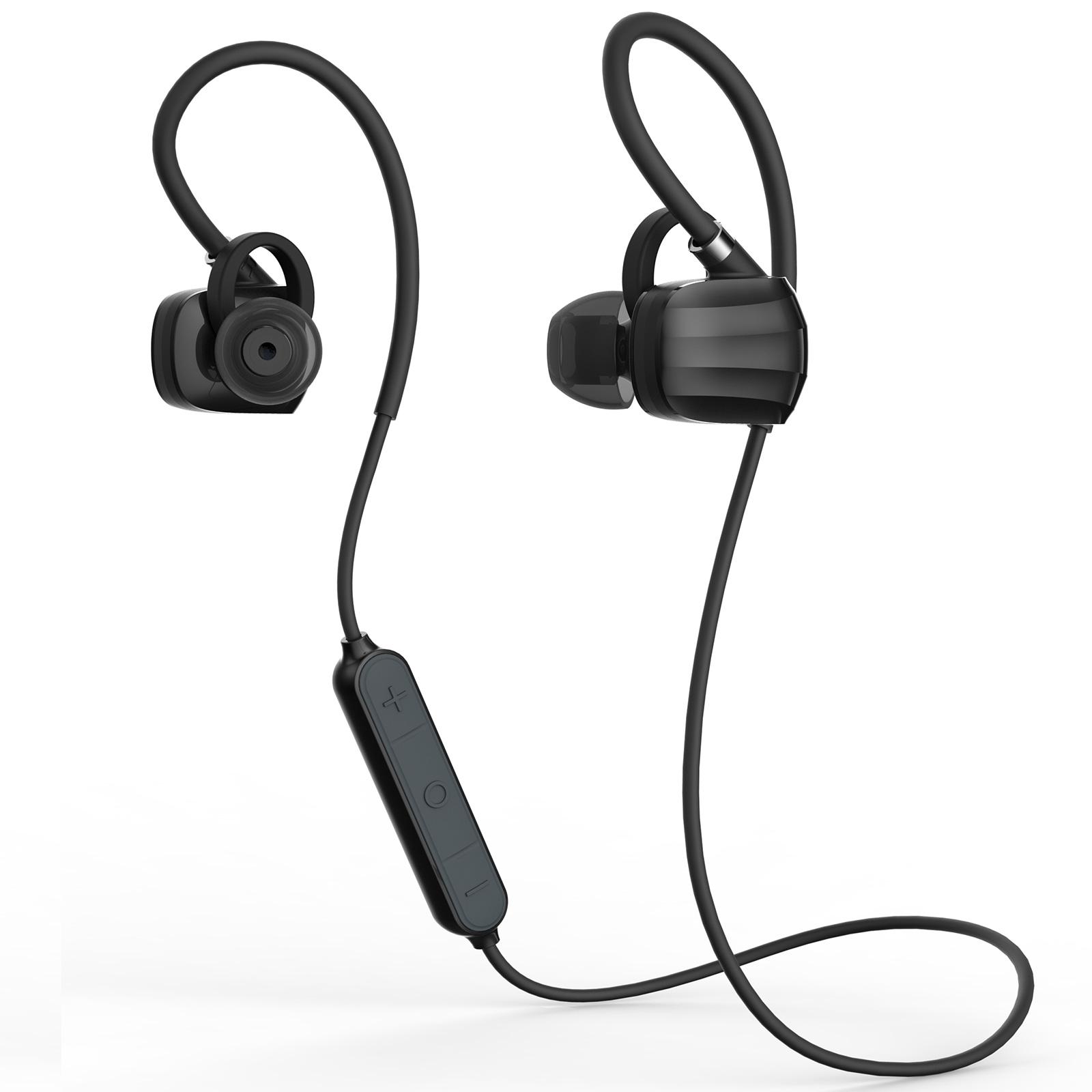 GGMM W710 Wireless Bluetooth Sport Earphone With Remote Control Microphone Black White Noise Reduction In Ear Hook Noise Cancelling Comfortable 7Hrs Waterproof High Quality Sound Earbud Hook HD Clarit