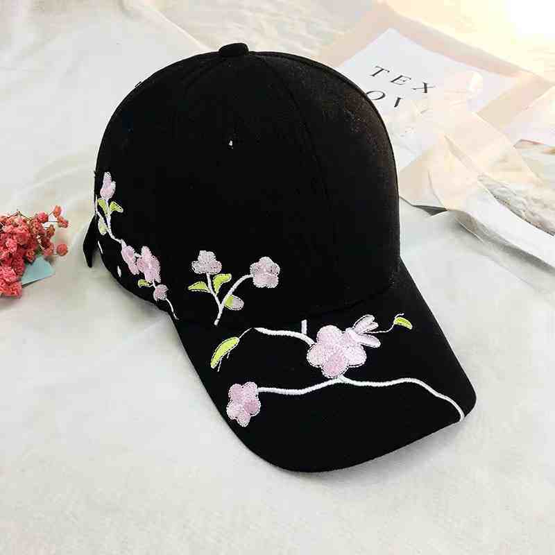 Outdoor Women Caps Flower Embroidery Baseball Cap Spring Summer Female Snapback Cotton Curved Sun Hat